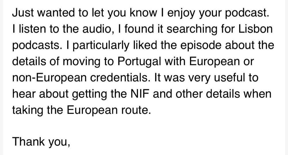 what listeners say about from lisbon with love | Podcast about life in lisbon